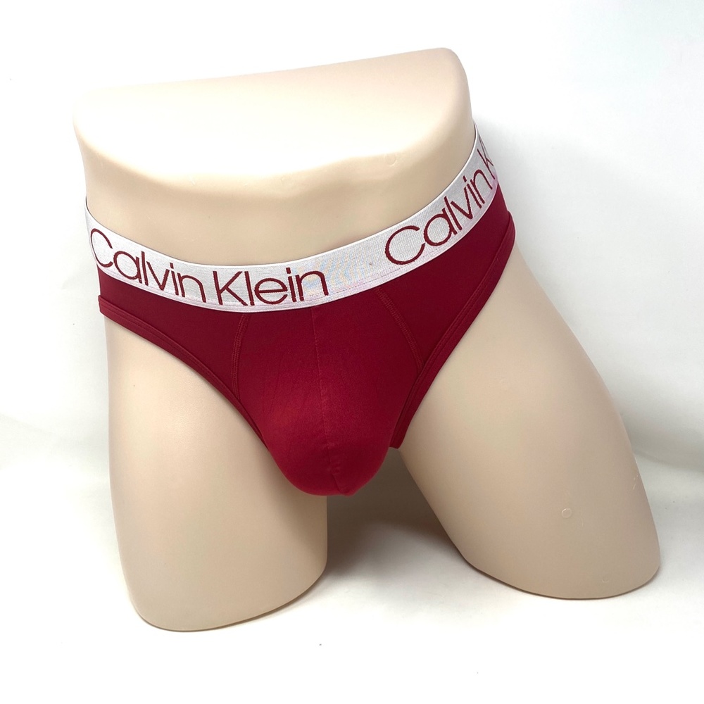 Calvin Klein Men Underwear Microfiber 3-Pack Hip Brief Red/Blue Size NP22110947 - Picture 3 of 7